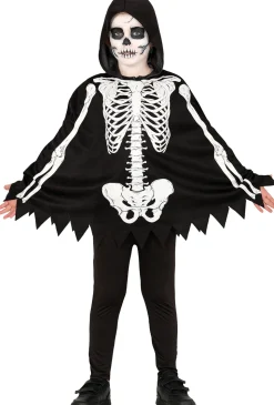 Halloween poncho skelet kinderen