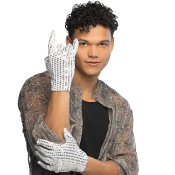 Handschoenen pols Sequins zilver