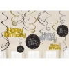 Hangdecoratie Swirl Happy Birthday Sparkling Celebration goud/zilver