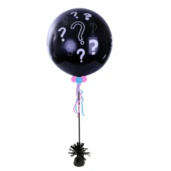 Helium ballon gender reveal - vraagtekens (compleet)
