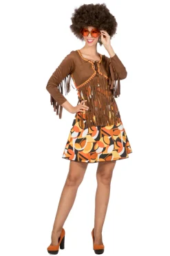 Hippie Jurk Patty met Franjes - bruin