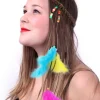 Hoofdband met kralen en veertjes multicolour