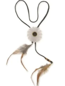 Hoofdband met witte bloem en veren