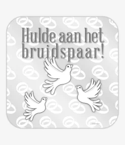 Huldeschild bruidspaar witte duiven