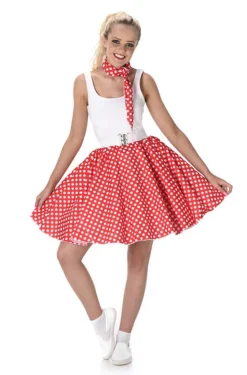 Jaren 50 Polka dot rok met sjaal