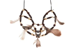 Ketting indiaan met kralen en veertjes