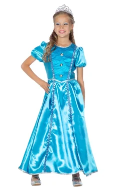Kinderkostuum Prinses blauw lang