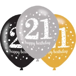 Latex ballonnen leeftijden Sparkling Celebration goud/zilver