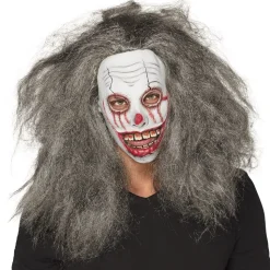 Latex hoofdmasker zombie clown met haar