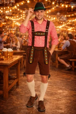 Lederhose Johann kort - verstelbare bretels