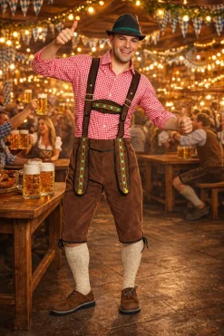 Lederhose Johann lang - verstelbare bretels