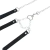 Leren halsband met ketting en handboeien