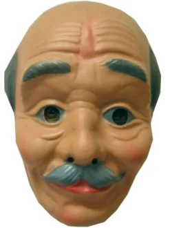 Masker opa kaalhoofd met snor plastic