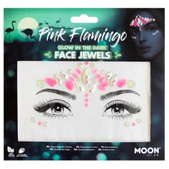 Moon Face jewels - Glow in the Dark Pink Flamingo