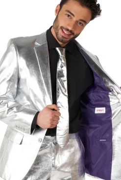 OppoSuits Shiny Silver kostuum heren