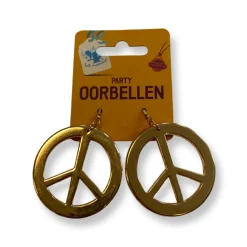 Peace oorbellen goud