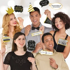Photobooth set Happy Birthday Sparkling Celebration goud/zilver