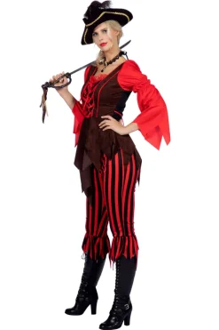 Piratenkostuum red stripes dames