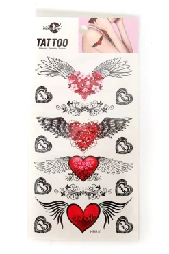 Plaktattoos Hart met vleugels