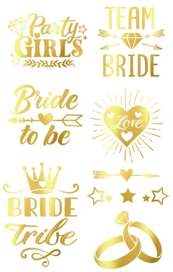 Plaktattoos Bride to be goud