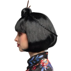 Pruik Chinese courtesan met haarstokjes