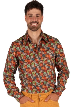 Retro 70s Flowers blouse heren