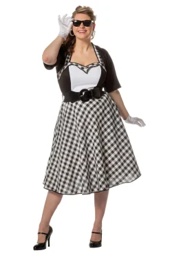 Rock and Roll Jurk voor Dames zwart wit