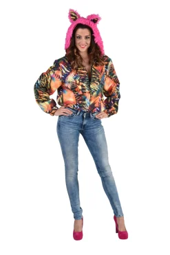 Roze Tijger Jas voor Dames - multi kleur