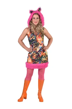 Roze Tijger Jurk voor Dames - multi kleur