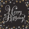 Servetten Happy Birthday Sparkling Celebration goud/zilver