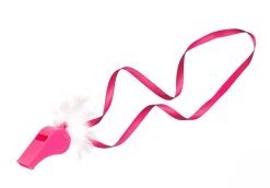 Set van 6 roze fluitjes met bont