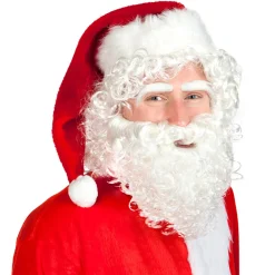 Set Kerstman baardstel met pruik en wenkbrauwen