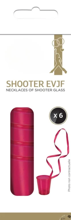 Set van 6 roze shotglaasjes aan ketting