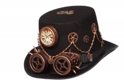 Steampunk hoed met bril en ketting