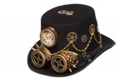 Steampunk hoed met bril en ketting