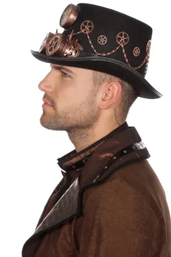 Steampunk hoed met bril en ketting
