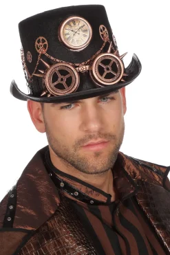 Steampunk hoed met bril en ketting