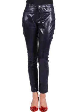 Stretchbroek metallic dames