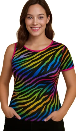 T-shirt neon zebra dames