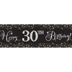 Verjaardag banner personaliseerbaar Sparkling Celebration goud/zilver
