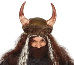 Vikinghelm met vacht bruin