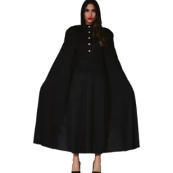 Zwarte cape met capuchon